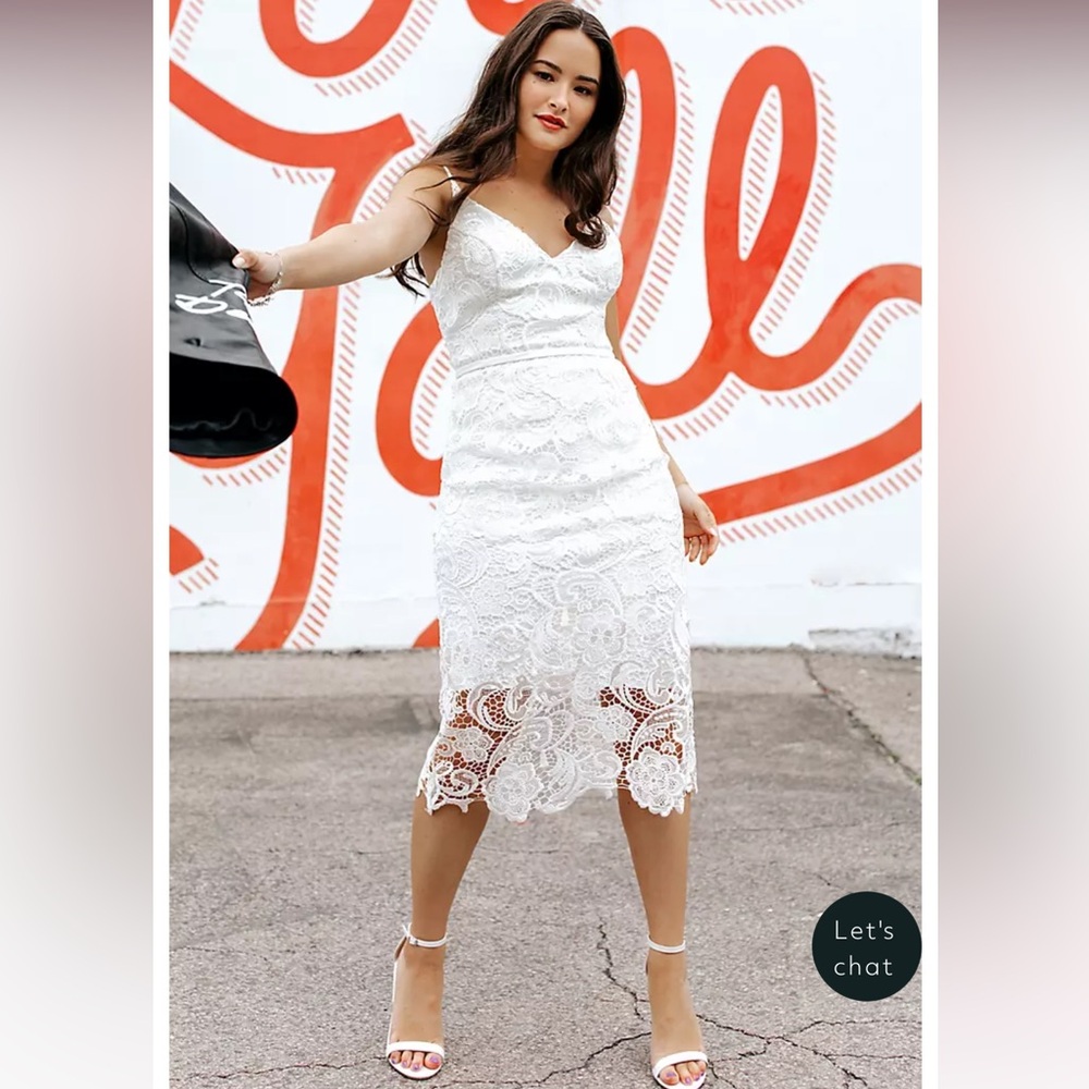 DB Studio Crochet Lace Overlay Midi Dress